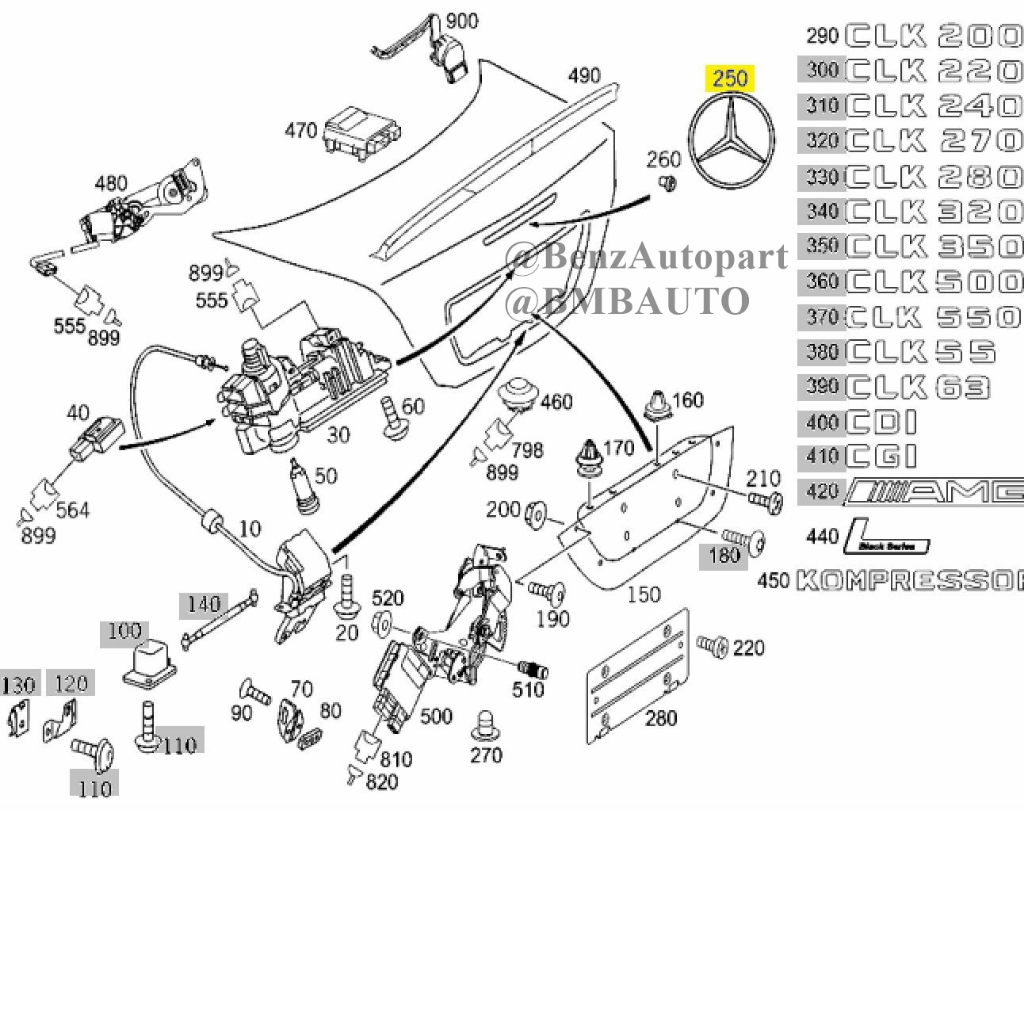 benzแท้-ดาวฝากระโปรงท้าย-clk-w209-เบอร์-209-758-00-58-made-in-germany