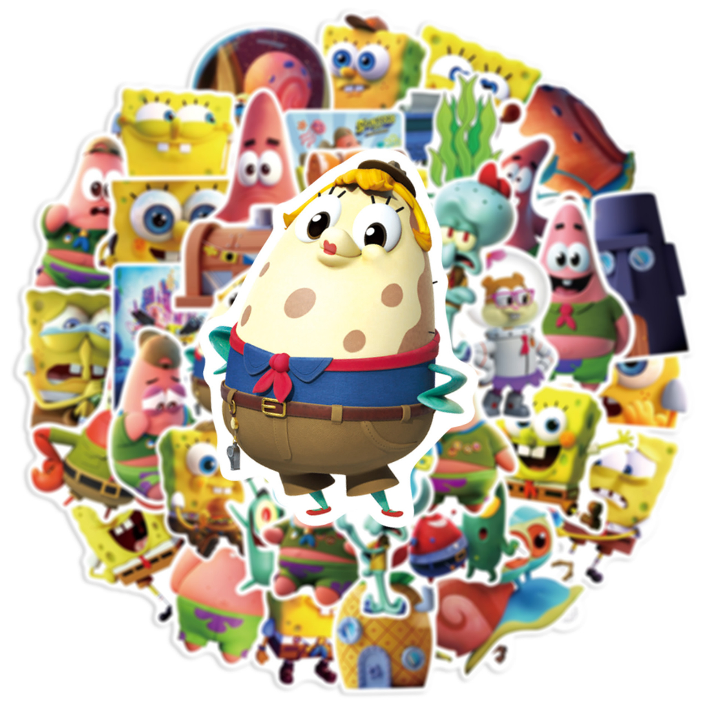 พร้อมส่ง-spongebob-squarepants-50แผ่น-พีวีซี-กันน้ำ-สติ๊กเกอร์-sticker-สพันจ์บ็อบ-สแควร์แพนส์