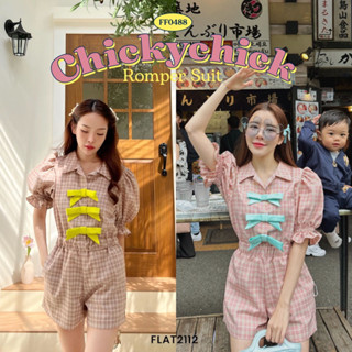 FLAT2112 FF0488 : CHICKYCHIC ROMPER SUIT จั้มสูทลายสก็อต จั้มสูทขาสั้น