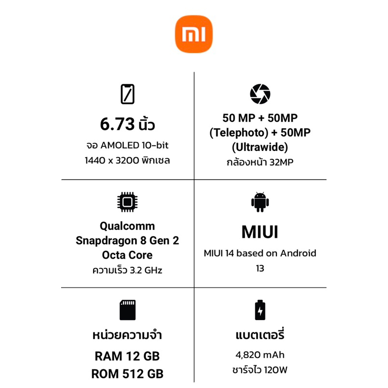 new-xiaomi-13-pro-12-512-snapdragon-8-gen-2-เครื่องใหม่ศูนย์ไทย-มีประกันศูนย์ไทยทั่วประเทศ