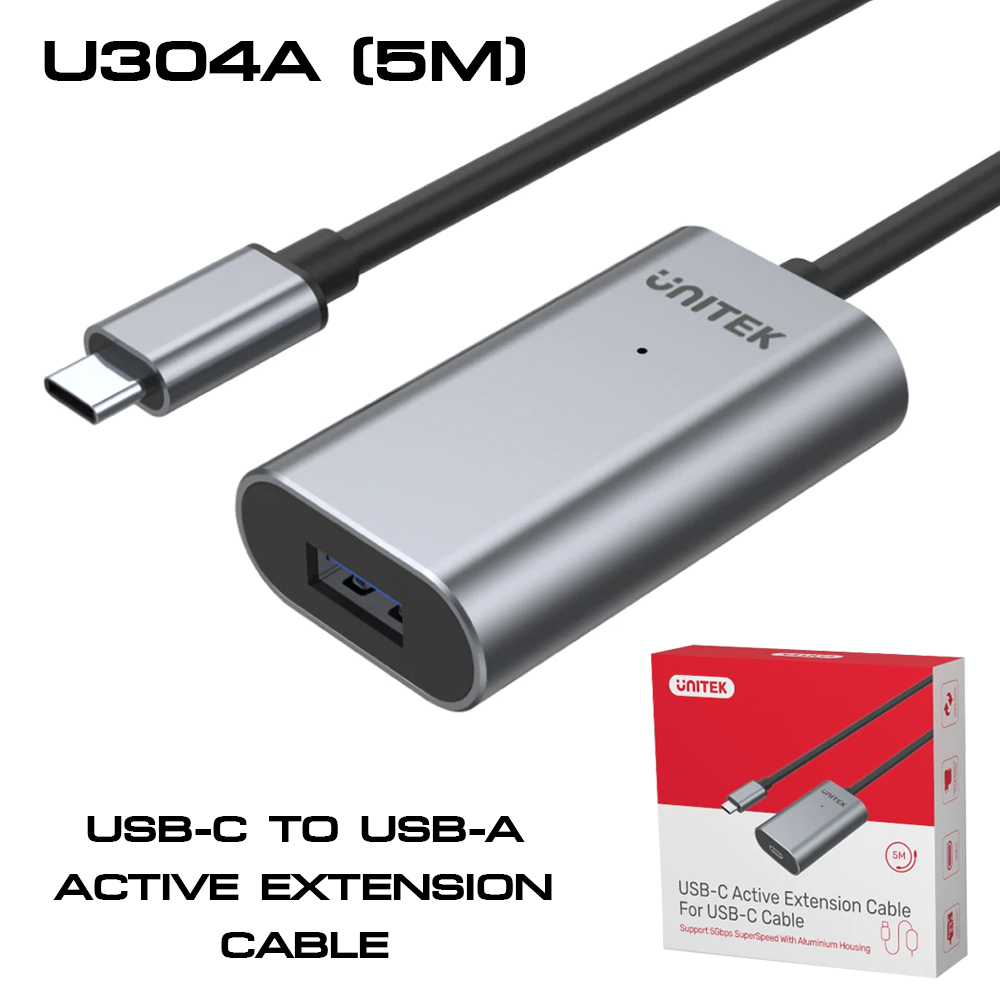 Unitek U304A/U305A USB-C Active Extension Cable 5M สายต่อยาวพร้อมวงจร ...