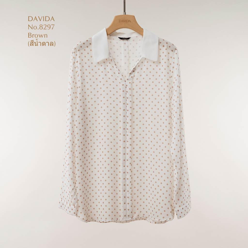 เสื้อเชิ๊ตลายจุดคอปก-davida-8297