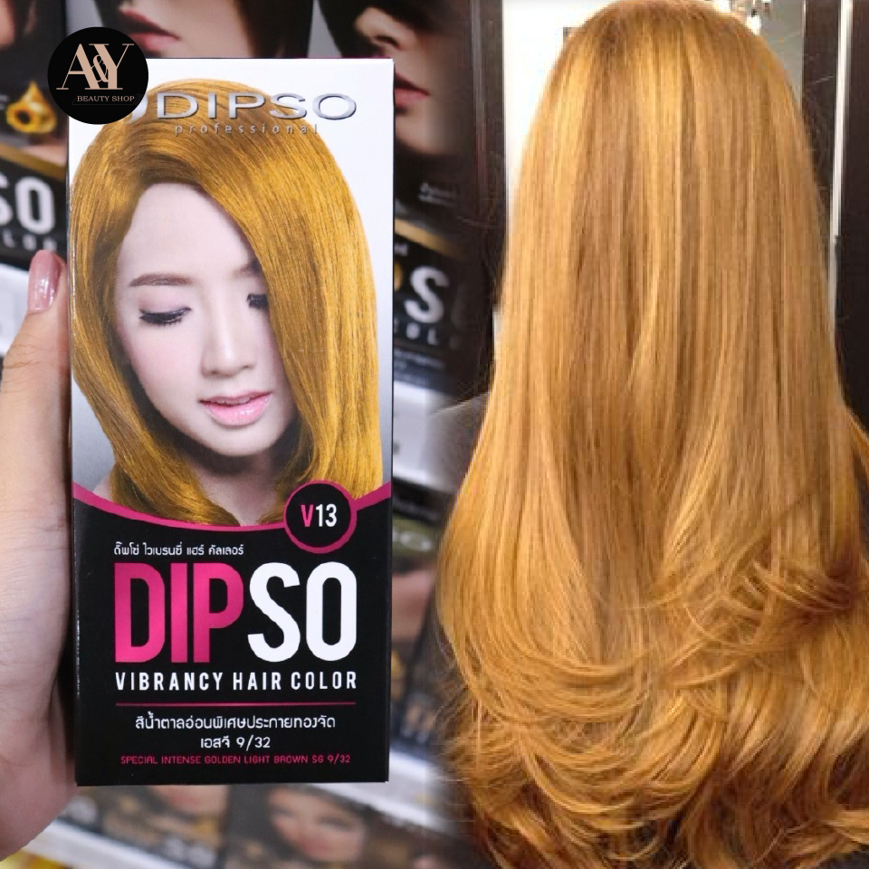 ครีมเปลี่ยนสีผม-สีน้ำตาลอ่อนพิเศษประกายทองจัด-dipso-professiona-v13-เอสจี-9-32-60-ml