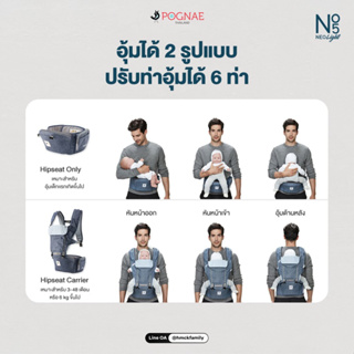ภาพขนาดย่อของภาพหน้าปกสินค้าเป้อุ้มเด็ก Pognae Neo Light สีเทา รับประกันศูนย์ไทย 2 ปี จากร้าน babykoala บน Shopee