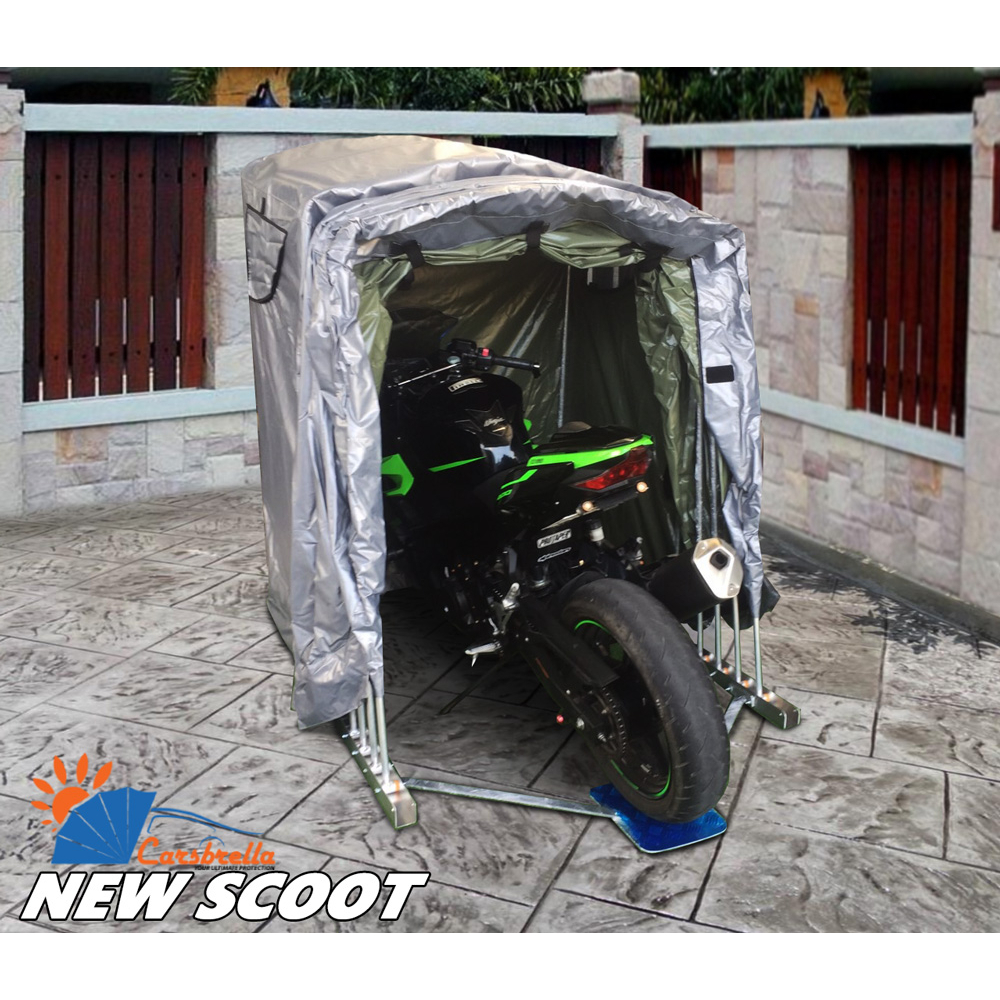 โรงจอดรถมอเตอร์ไซค์สำเร็จรูป-carsbrella-รุ่น-scoot-สำหรับรถมอเตอร์ไซค์ขนาดเล็ก-ป้องกันรังสี-uv