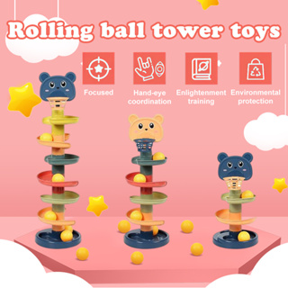 ของเล่นฝึกทักษะเสริมพัฒนาการ ของเล่นแบบเลี้ยวแล้วเลี้ยว ลูกบอลสไลด์เดอร์ ลูกบอลสไลด์เดอร์3-7ชั้น Rolling ball tower toys