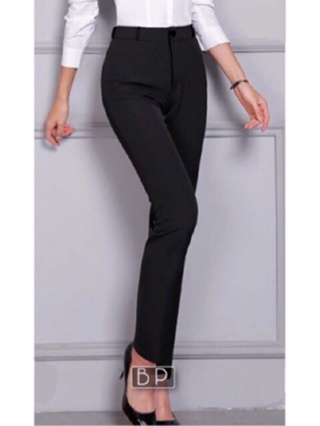 กางเกงทำงานสีดำ กางเกงสแล็คผู้หญิง bp ผ้ายืดโรเชฟหนาอย่างดี  ทรงเดฟเข้ารูปสวย ไซส์S-4XL