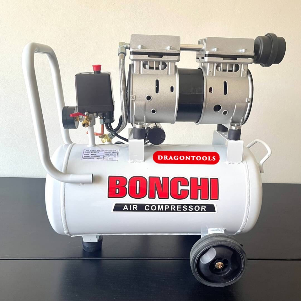 BONCHI ปั๊มลม ถังลม 30 ลิตร ปั๊มลมออยฟรี + อุปกรณ์ 6 อย่าง ( อัพเกรด ...