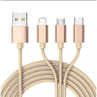 3-in-1-สายชาร์จเชือกถัก-usb-type-c-anroid-ไอโอเอส-พร้อมส่ง