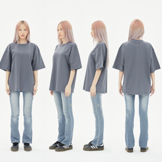 OV03  dark gray  เสื้อยืดสีเทาเข้ม Cotton20 Oversize