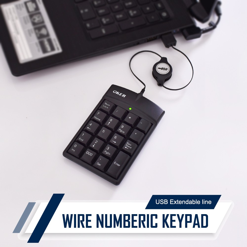 แท้100-oker-kp-973-keyboard-wired-numeric-mini-keypad-คีย์บอร์ดตัวเลขเก็บสาย-แป้นพิมพ์ตัวเลข-มาตรฐาน-cc-973
