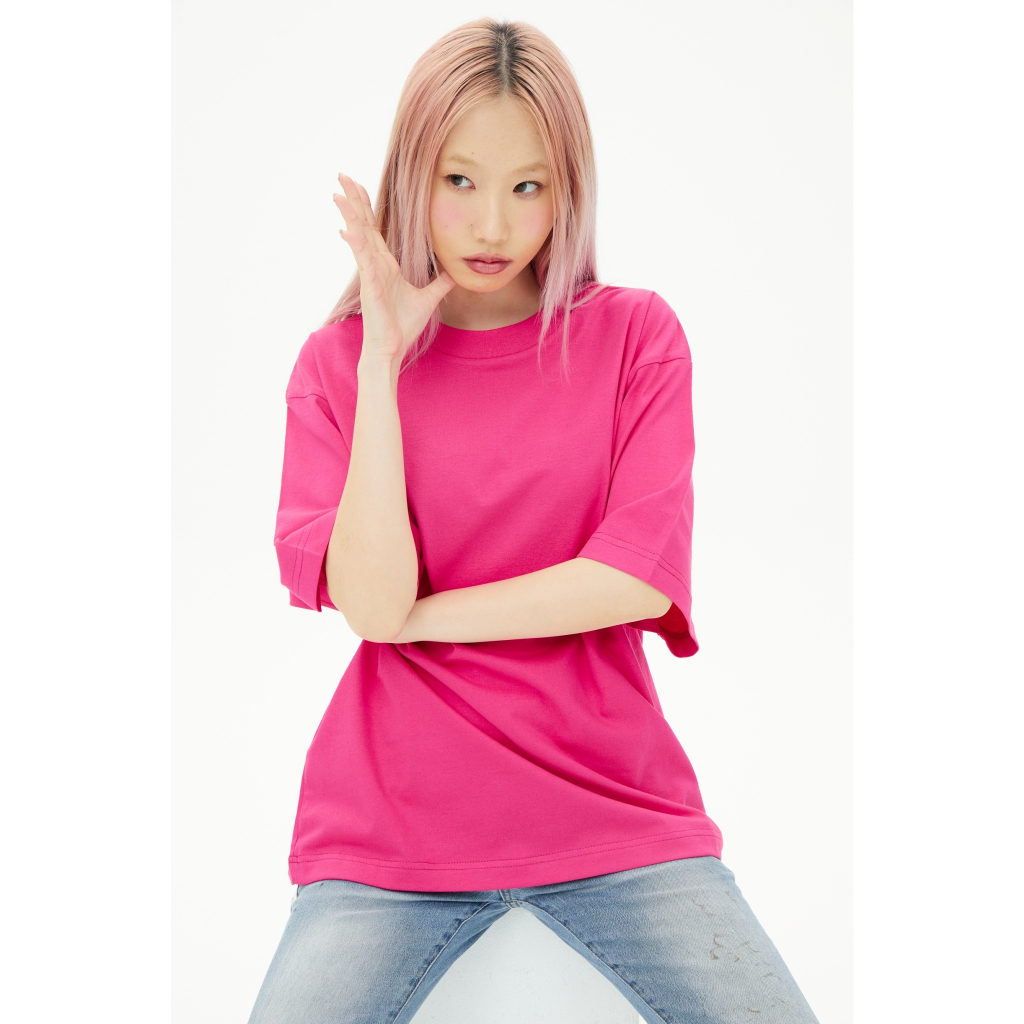 ov10-fuchsia-เสื้อยืดสีชมพูเข้ม-cotton20-oversize