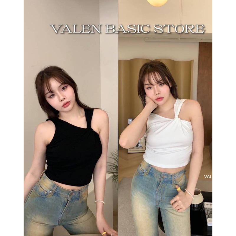 valen-basic-store-เสื้อครอป-ไหล่ม้วน