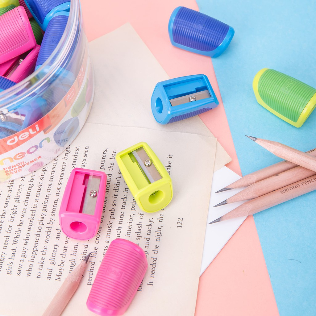 กบเหลาดินสอ-pencil-sharpener-กบเหลา-1-รู-ที่เหลาดินสอ-แพ็ค50ชิ้น-คละสี-สำหรับนักเรียน-เหลาดินสอ-เหลาสี-encoremall