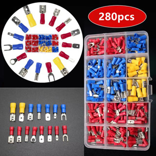 AKK-ขั้วต่อสายไฟหุ้มฉนวนคละ 280 ชิ้น Assorted Crimp Spade Terminal Insulated Electrical Wire Cable Connector Kit Set