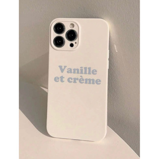 เคสไอโฟนขาวครีมอักษรฟ้า Vanilleet creme i11-14promax (Case iphone) เคสมือถือ เคสขาว เคสน่ารัก เคสเกาหลี เคสมินิมอล