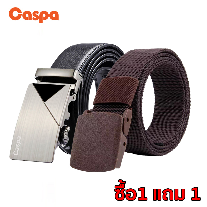 ซื้อ1แถม1-caspa-เข็มขัดผู้ชาย-logocaspa-เข็มขัดผ้าเข็มขัดหนัง-ยาว45นิ้ว-หัวเข็มขัดอะลูมิเนียม-เข็มขัดราคาถูก