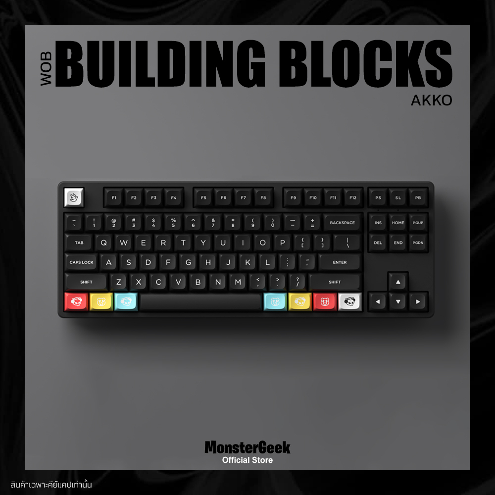 คีย์แคป Akko WOB Building Blocks Keycap Set (MDA Profile) 282 ปุ่ม PBT Double Shot Shopee Thailand