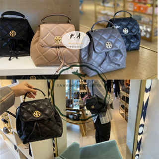 F.A ว่าแท้100% กระเป๋า  tory burch แท้ WILLA Flap Rhombus กระเป๋าเป้ผู้หญิง เป้ใบเล็ก กระเป๋านักเรียน กระเป๋าเป้เดินทาง