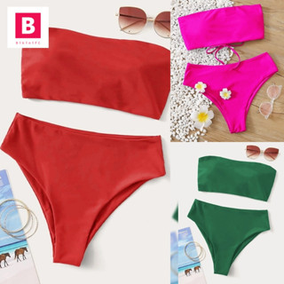 BikiniFC🧸 (S,M,L) SB245 ชุดว่ายน้ำทูพีช มี 6 สี  บราเกาะอกเชือกผูกด้านหลัง มีฟองน้ำเสริม