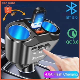 ที่ชาร์จในรถยนต์ Car Charger QC3.0 4.8A ที่ชาร์จ 2USB 12-24V ชาร์จมือถือ ชาร์จแอนดรอยด์ Bluetooth 5.0 Car Music Player