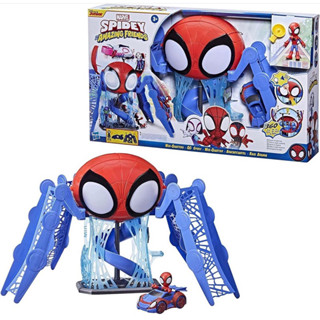 Marvel Spidey and His Amazing Friends Web-Quarters Playset with Lights and Sounds, Includes Spidey Action Figure Toy Car