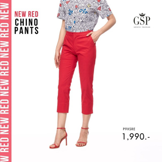 GSP กางเกงผู้หญิง Pants กางเกงทำงานชิโน่ขาสี่ส่วน สีแดง (P9XSRE)