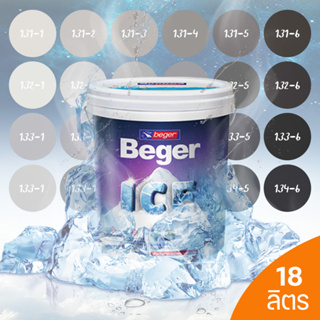 Beger ICE สีเทา ฟิล์มกึ่งเงา และ ฟิล์มด้าน 18 ลิตร สีทาภายนอกและภายใน สีทาบ้านแบบเย็น ลดอุณหภูมิ เช็ดล้างทำความสะอาดได้