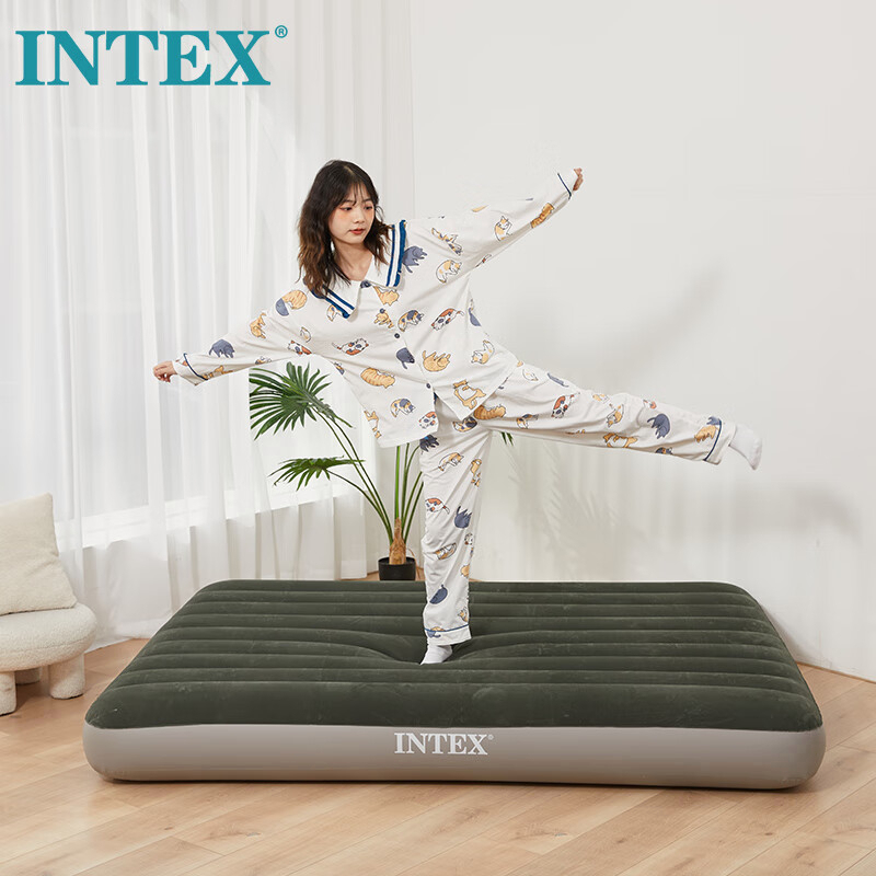 intex-ที่นอนเป่าลม-สีเขียว-ที่นอนปิกนิก-2-5-3-5-4-5-5-6-ฟุต-เครื่องปั๊มลมไฟฟ้า-ที่นอนลม