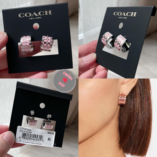 Coach C7770 Signature huggie earrings💗แท้💯