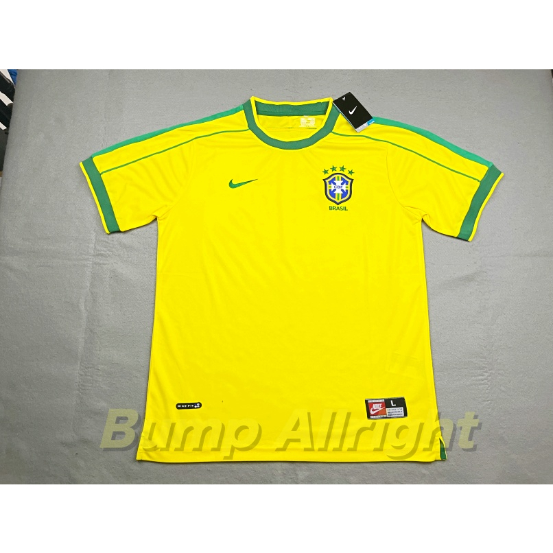 retro-เสื้อฟุตบอลย้อนยุค-vintage-ทีมชาติ-บลาซิล-เหย้า-brazil-home-1998-9-ronaldo-เสื้อเปล่า