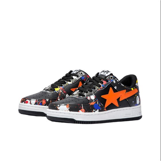 a-batching-ape-sta-colorful-speckle-ink-casual-fashion-board-shoes-womens-black-orange