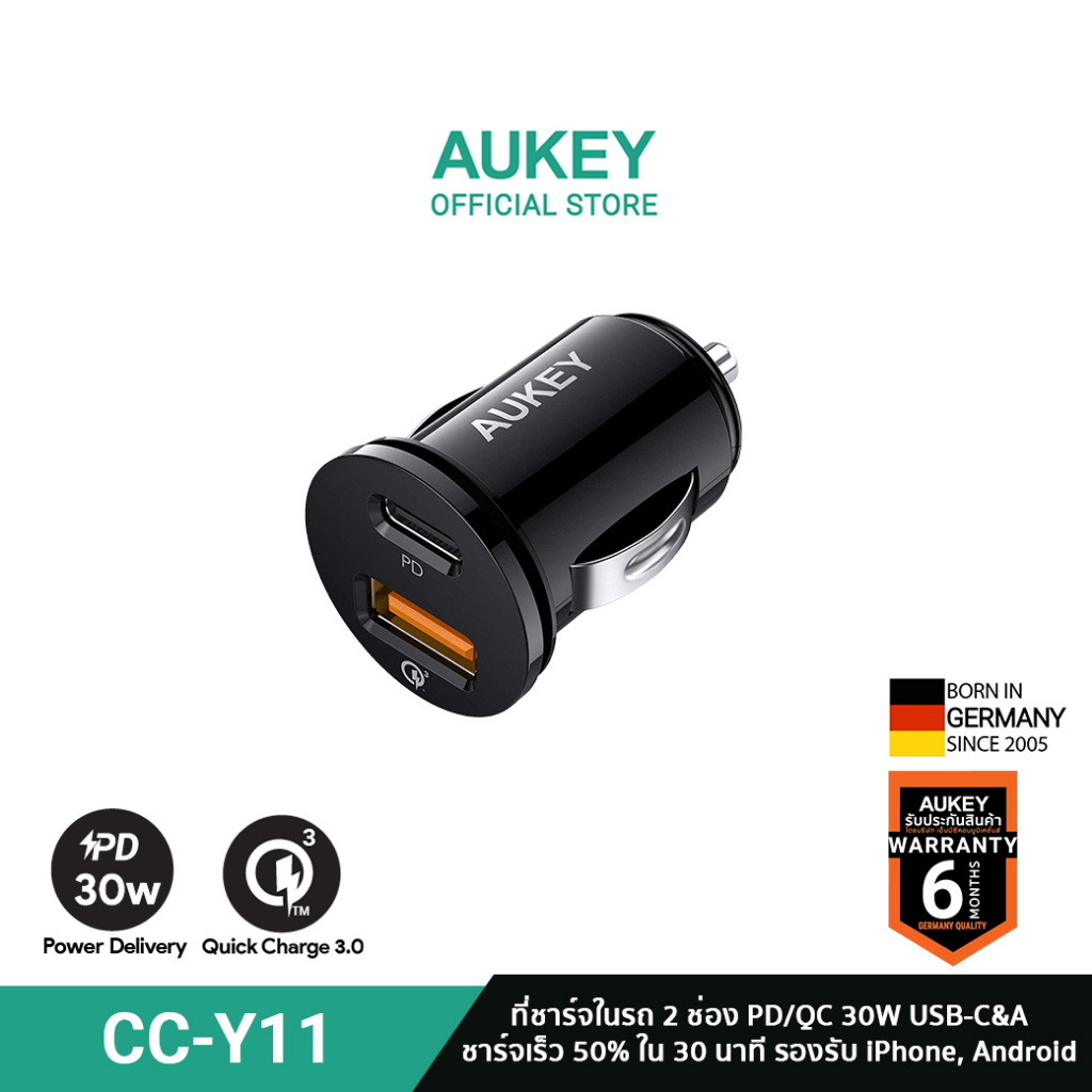 aukey-cc-y11-ที่ชาร์จในรถยนต์-21w-pd-18w-car-charger-with-qc-3-0-รุ่น-cc-y11