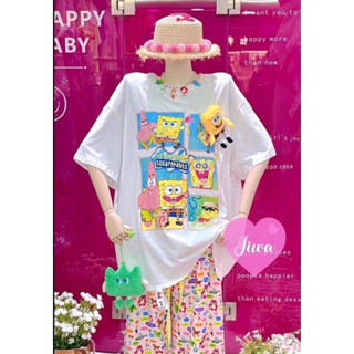 setเสื้อสป้อง ขายาวลายทอย🌼ป้าย Miss Alley