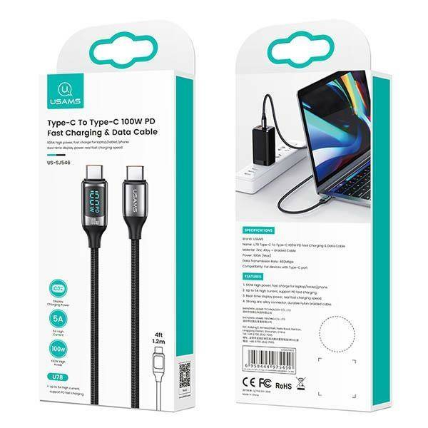 P4Y Cavo da USB-C a USB-C US-SJ559 U78 Ricarica rapida PD 100 W 5A