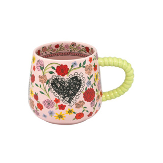 Cath Kidston Billie Mug with Twisted Handle Floral Heart Frill Pink