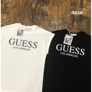 GUESSสลาฟ เสื้อยืดคอกลมแขนเต๋อ