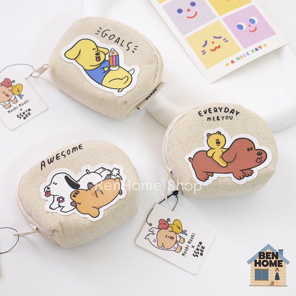 moshi-moshi-กระเป๋าผ้าซิปสำหรับใส่เหรียญหรือของจุกจิกลาย-ssktmmee-พร้อมส่ง