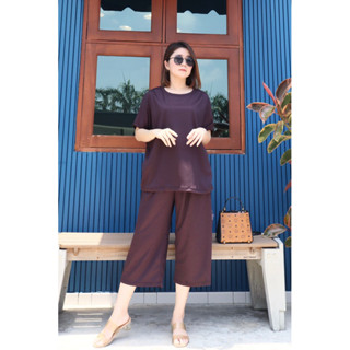 (พิมพ์ WTYUZEลด65.-) Oversize chilling set(A053)ชุดเซทเสื้อแขนเกยoversize+กางเกงห้าส่วน