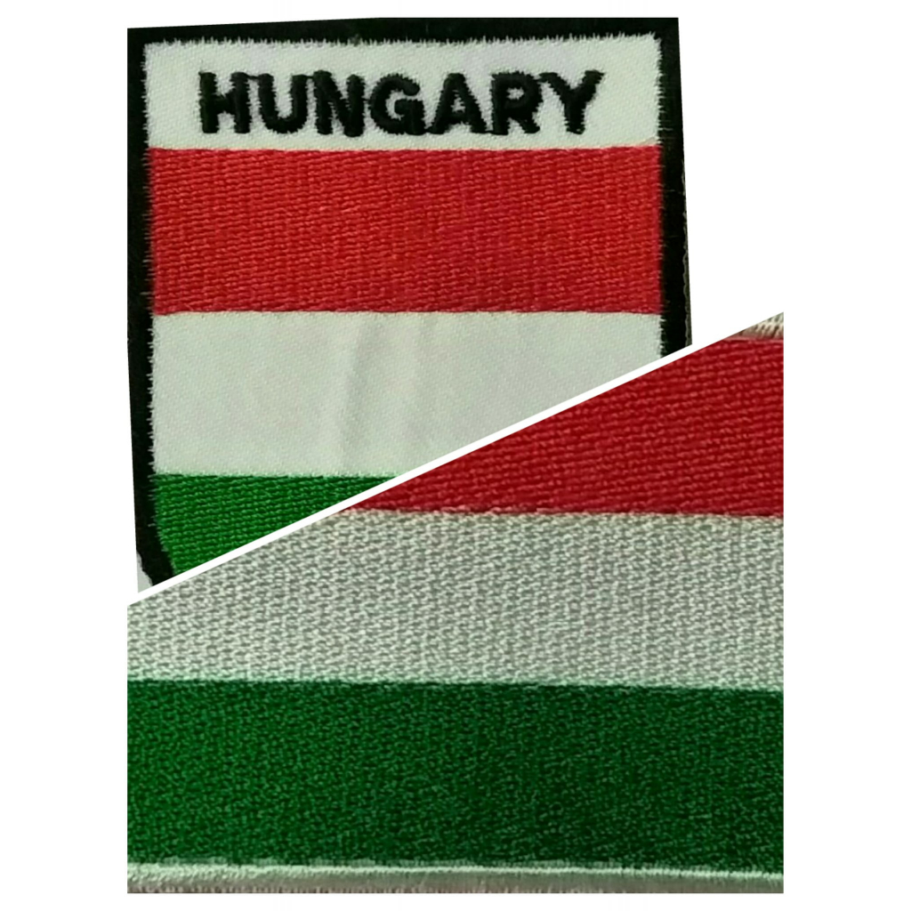 อาร์ม-ตัวรีดติดเสื้อ-อาร์มปัก-patch-ตกแต่งเสื้อผ้า-หมวก-กระเป๋า-ธงชาติฮังการี-ประเทศฮังการี-hungary