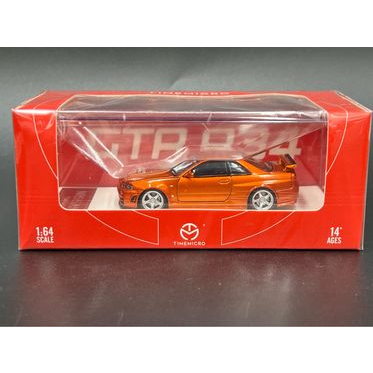 timemicro-1-64-nissan-gtr34-orange-เปิดฝากระโปรงได้มีห้องเครื่องยนต์