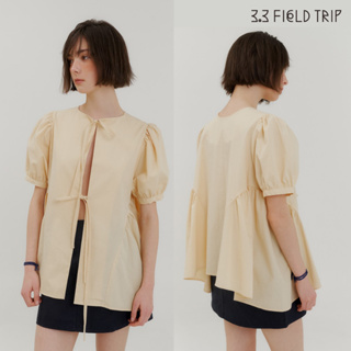 ALAND เสื้อ 3.3 FIELD TRIP TWO STRAP PUFF SLEEVE BLOUSE Yellow, Ivory Freesize