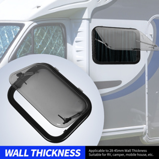 Aries306 550x400mm RV Push Out Window กระจกฉนวนอะคริลิกโค้งมน Double Layer UV Proof พร้อมม่านกันแมลงความเป็นส่วนตัวสำหรับ Caravan Camper