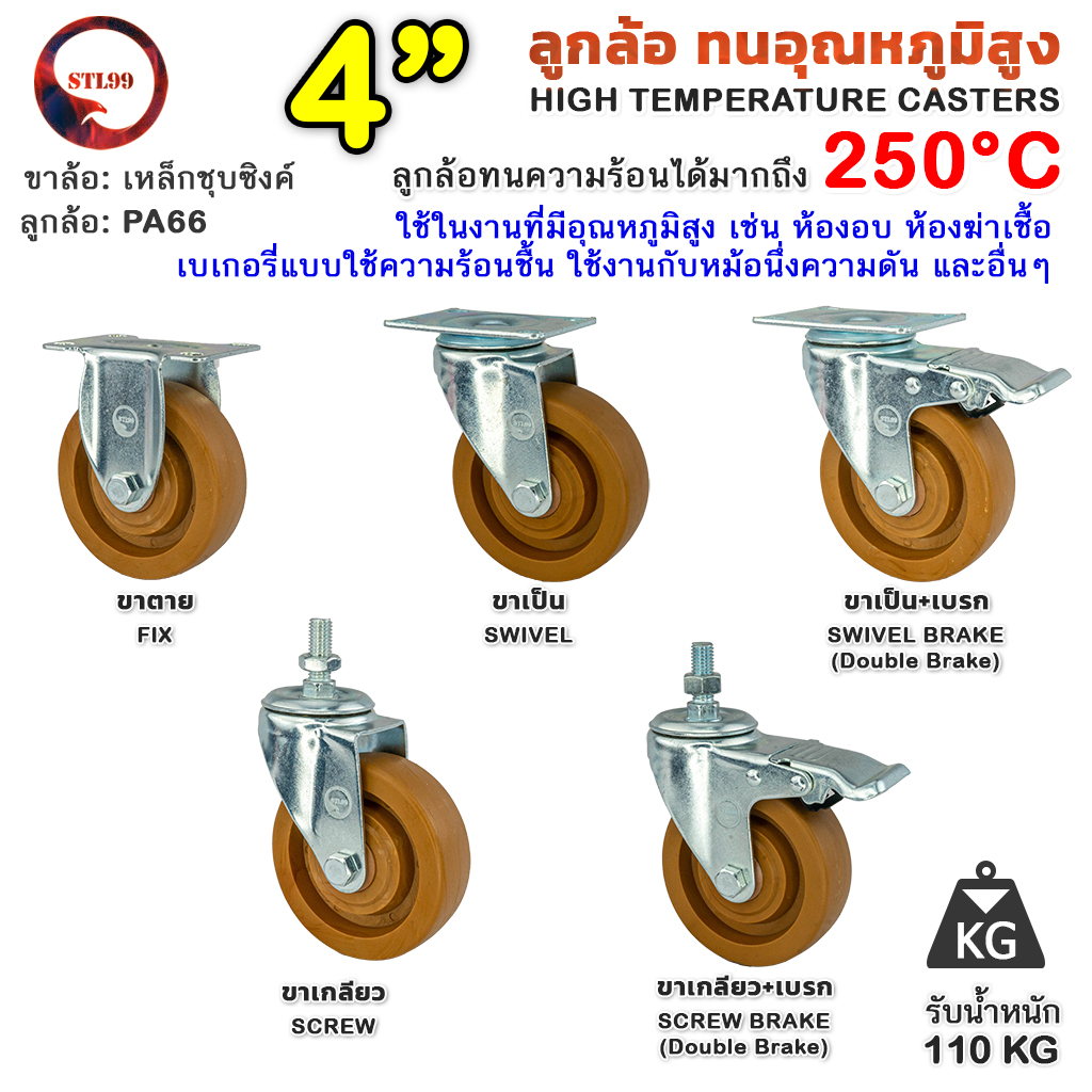 stl99-ล้อรถเข็น-4-ทนอุณหภูมิสูง-ใช้ในงานที่มีอุณหภูมิสูง-เช่น-ห้องอบ-ห้องฆ่าเชื้อ-ทนความร้อนได้ถึง-250-องศา