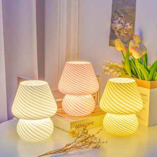 Mushroom lamp โคมไฟเห็ด ตั้งโต๊ะ มินิมอล สีพาสเทล 🩵💗💛