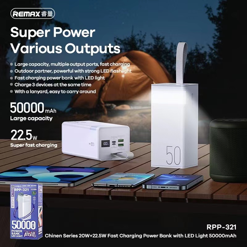 แบตสำรอง-50000mah-แท้100-power-bank-remax-rpp-321-แบตสำรองแท้-แบตสำรองของแท้-แบตเตอรี่สำรอง