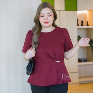 Kylie-สีแดง เสื้อแฟชั่นสาวอวบอ้วนไซส์อก 42,46,50 นิ้ว  Plus size Fashion