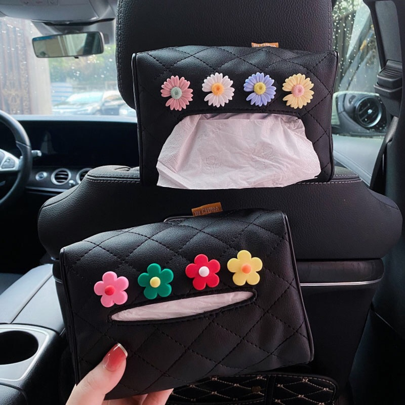 กล่องกระดาษทิชชูรถ-ที่แขวนกล่องการ์ตูนน่ารักมัลติฟังก์ชั่กล่องป้องกันแสงแดดถุงกระดาษทิชชูสีชมพูอุปกรณ์รถยนต์