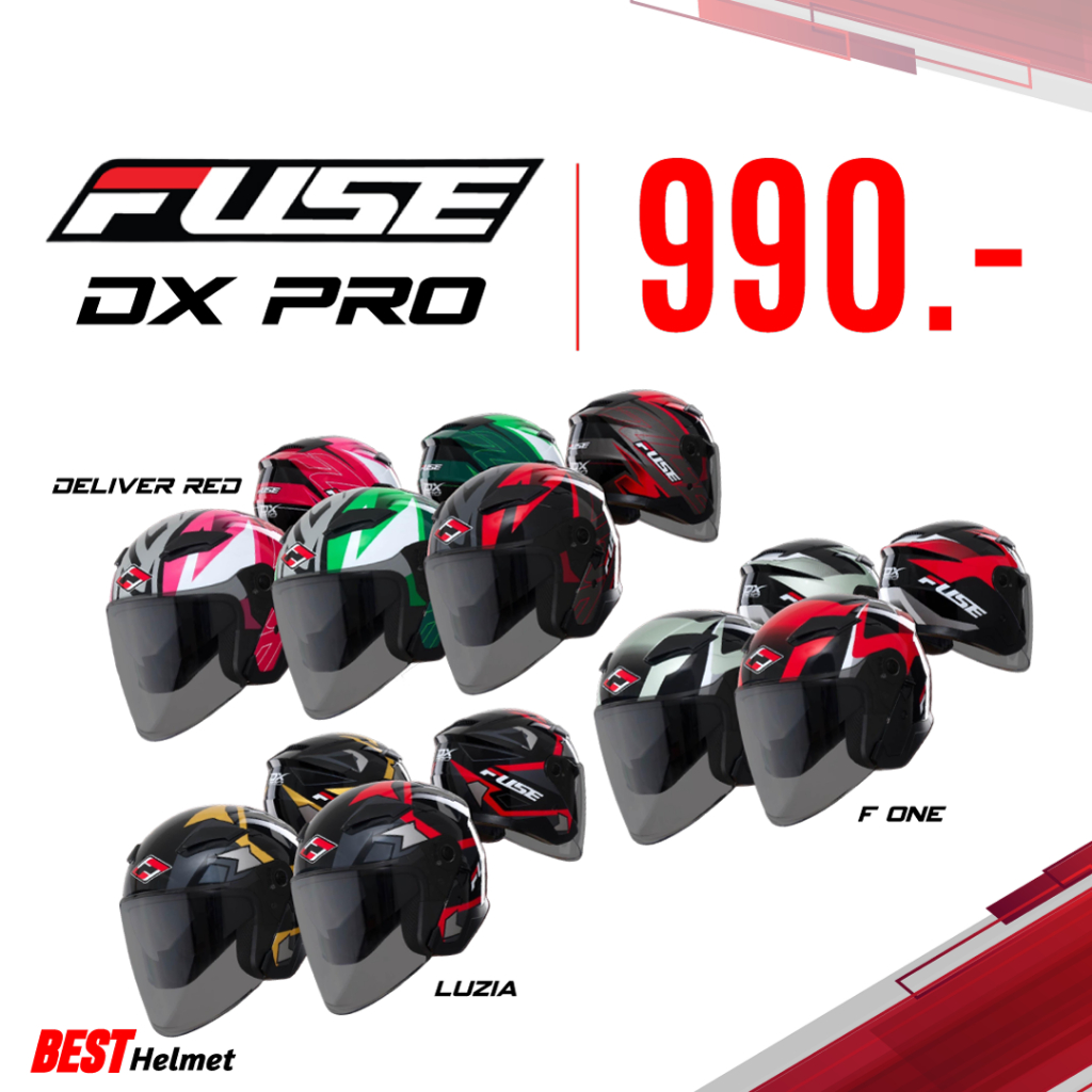 หมวกกันน็อค-fuse-dx-pro-ครึ่งใบน้ำหนักเบาแว่น2ชั่น