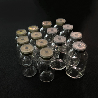 เซต 14 ขวด - ขวดแก้ว ขวดยาวัคซีน 20 cc และ 30 cc ผาฟริฟออฟ (ขวดใส)